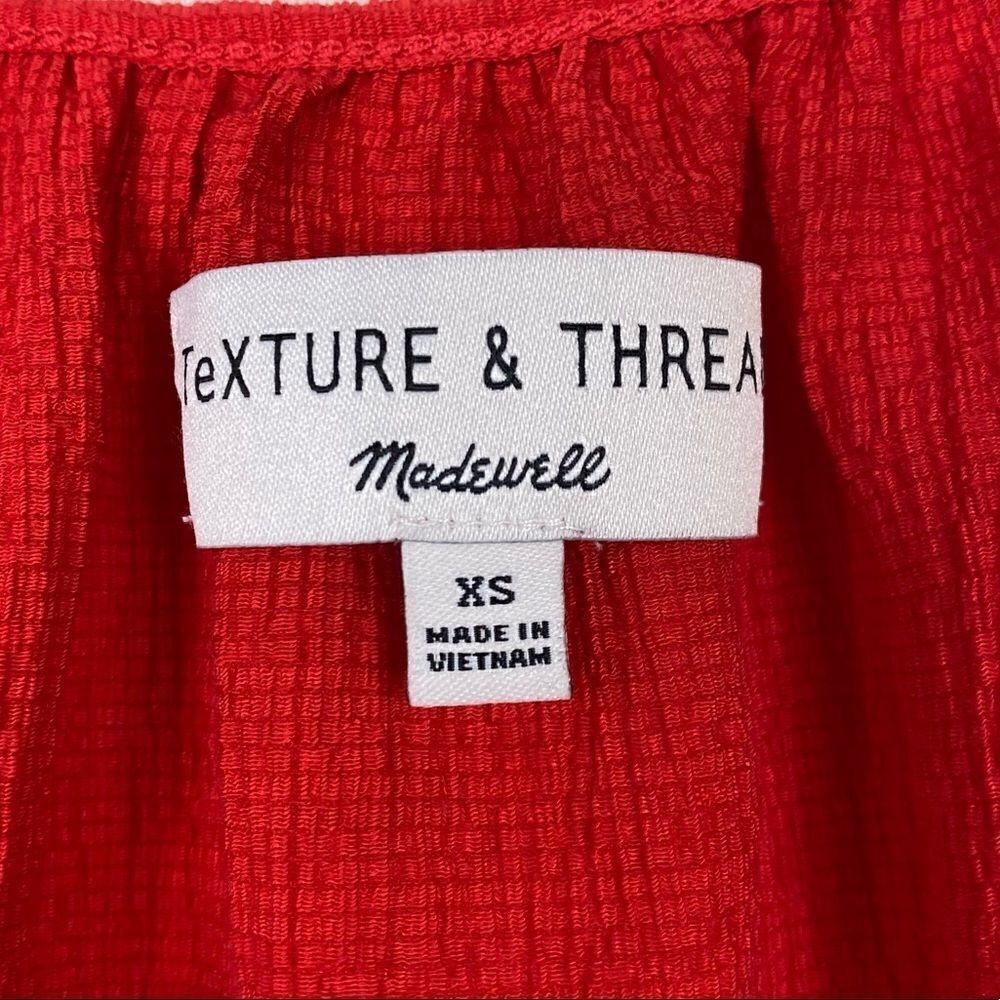 Madewell Texture & Thread Red Peasant Blouse - Picture 4 of 6